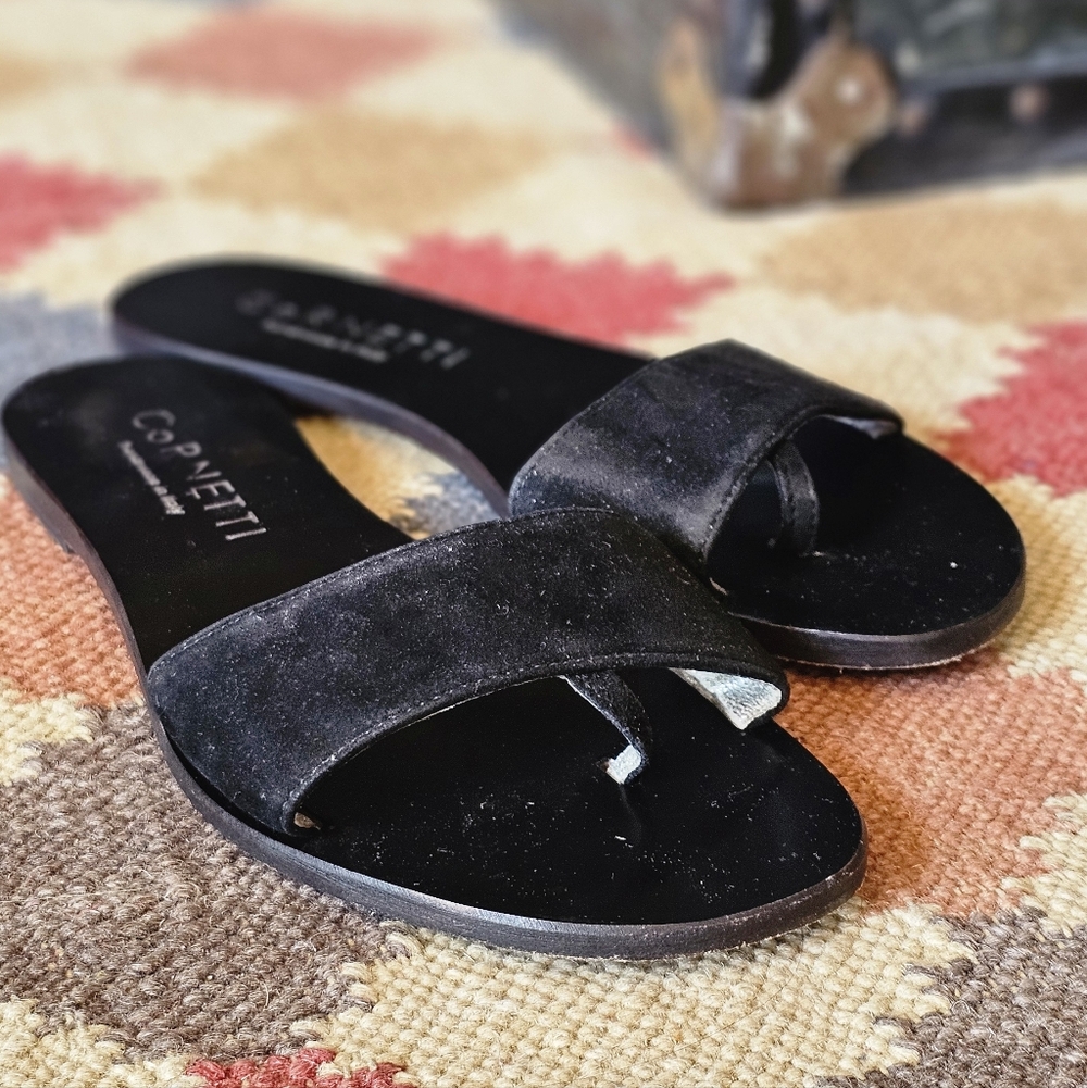 Cornetti Women's Black Suede Slide Sandals